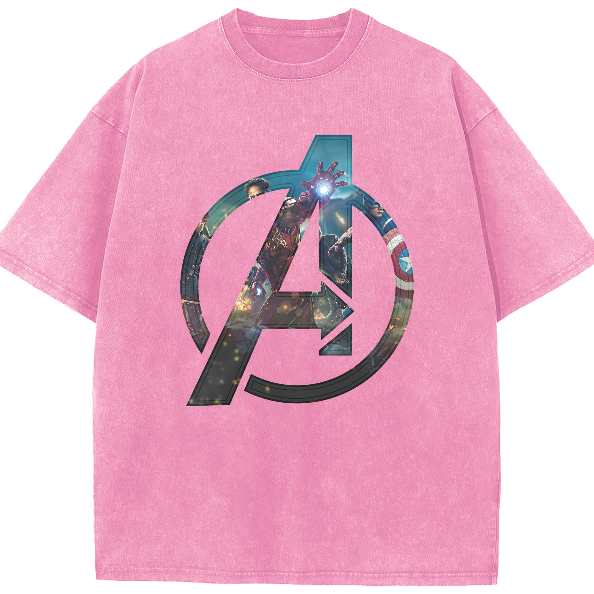 （画像用） アベンジャーズ The Avengers 綿100% ヴィンテージ風 半袖Tシャツ（フロントプリント）